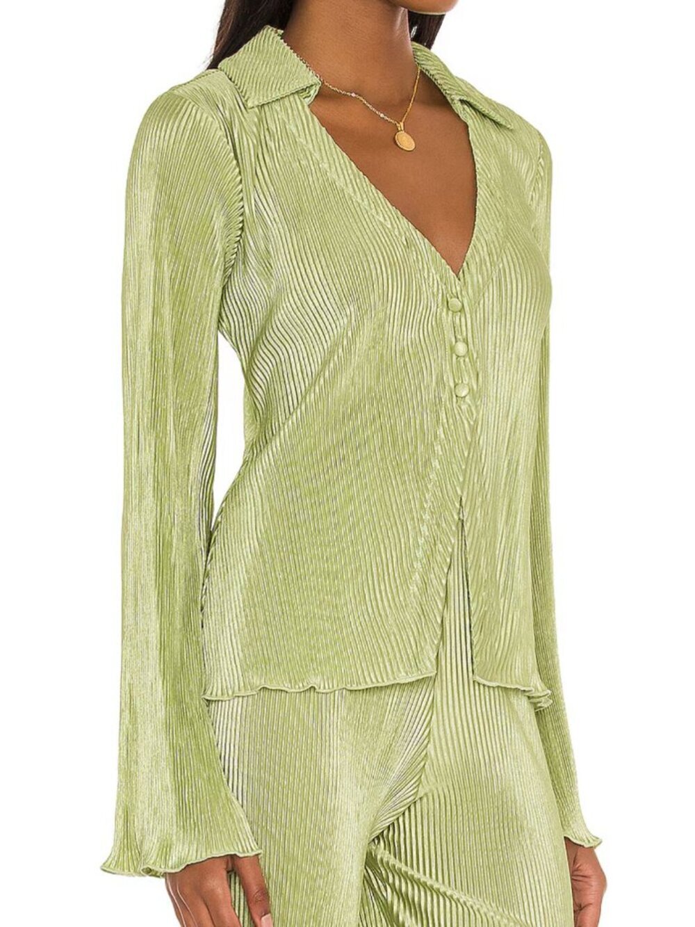 Song of Style Sage Green Mara Long Sleeve Shirt Size Small 8358